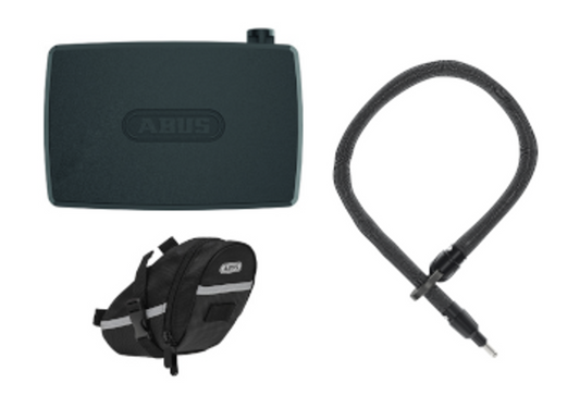 ABUS Spezialsicherung Alarmbox 2.0 schwarz + IvyTex Adaptor Chain ACH IVY 8KS/100 black Kette & Satteltasche